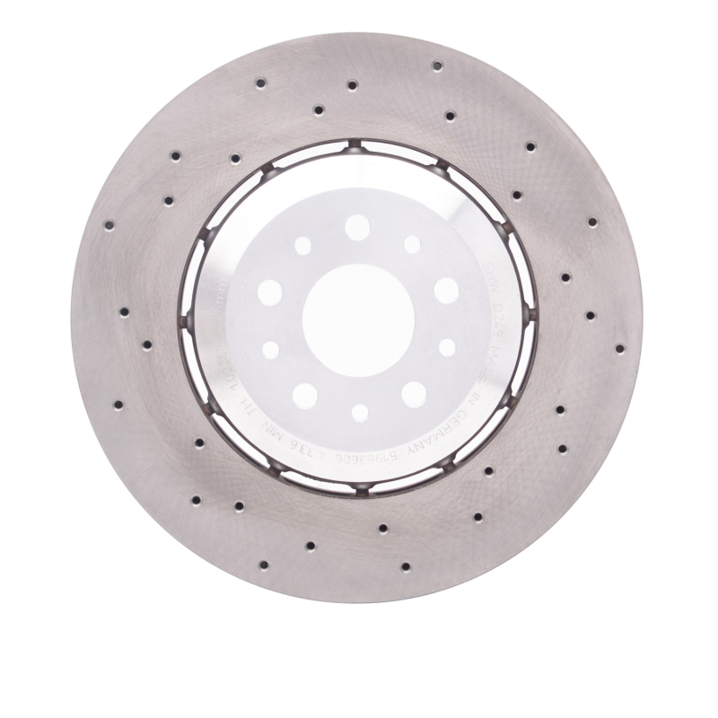 Alfa Romeo 4C Brake Rotor (1) - Front - R1 Concepts - Drilled Carbon Alloy GeoMET Rotor - `15-`20